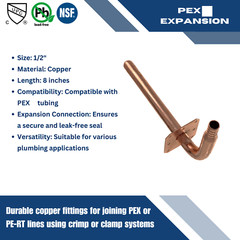 25) COPPER STUB OUT ELBOW FOR 1/2″ PEX TUBING WITH EAR / NAIL FLANGE 3 1/2″ X 8″