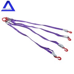 Four Leg Bridle Web Sling 5ft 6600lbs Lifting Slings with G80 Grab Hooks Safe