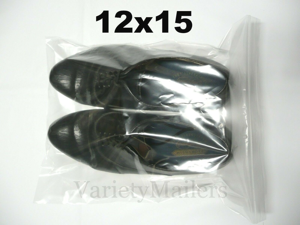 15 Large Reclosable Bags 12”x 15” Clear 2 Mil Food Grade Zip-Top Bags