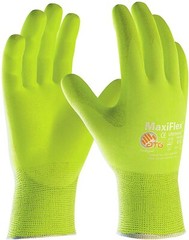PIP 34-874FY MaxiFlex Ultimate HI VIS Micro Foam Nitrile Grip WORK GLOVES 3 PR