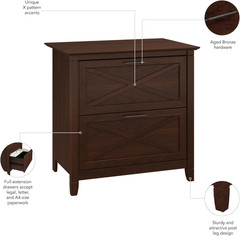 Key West 2 Drawer Lateral File Cabinet in Bing Cherry, Document Storage for Home