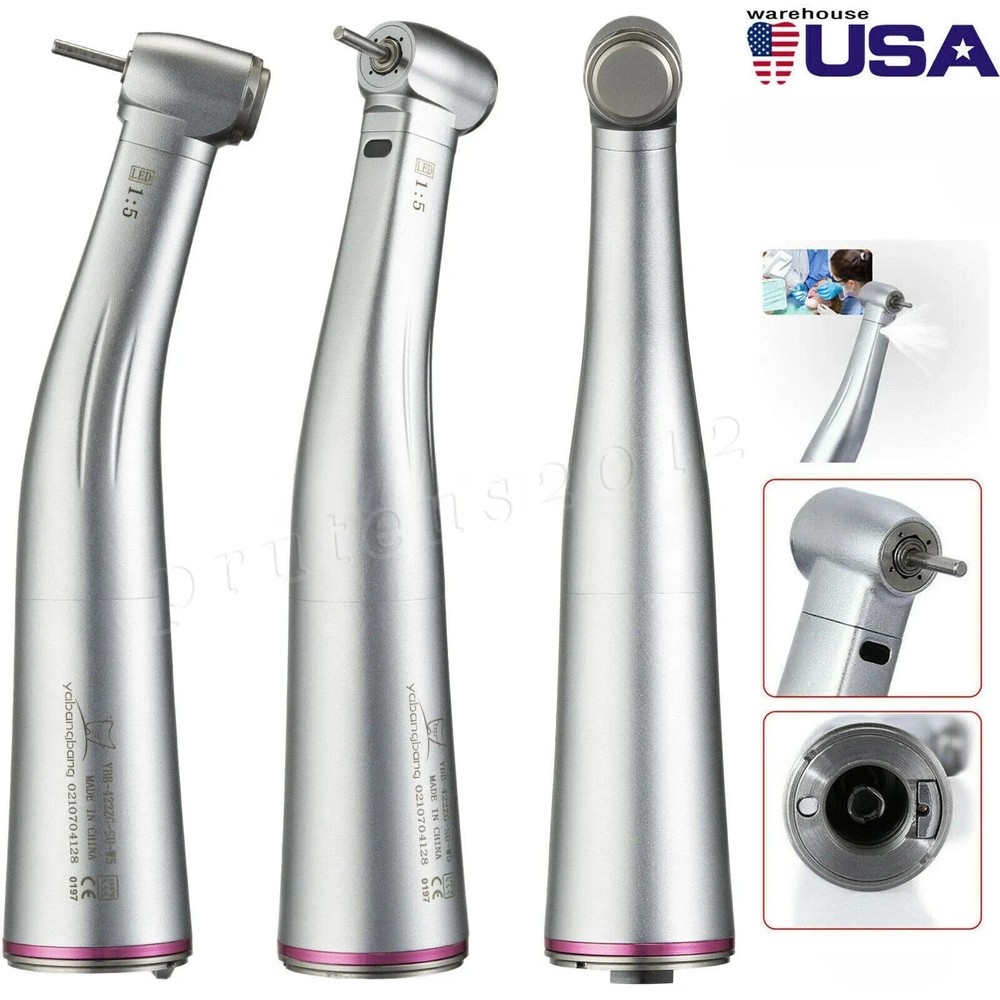 NSK Ti-MAX X95L Style Dental 1:5 LED Fiber Optic Contra Angle Handpiece Red Ring