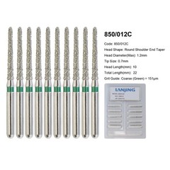 Dental Diamond Bur 850/012C Round End Taper Bur Coarse Grit High Speed FG