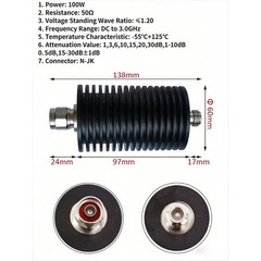 3db,6db,10d,15db,20db,30db,40db,50db, 60db 100 Watt rf Fixed Attenuator DC-3/4G-