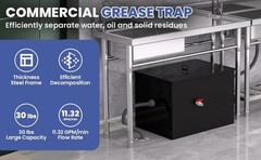 30 Gallon Commercial Under Sink Grease Trap 30 LBS Under Sink Grease Trap