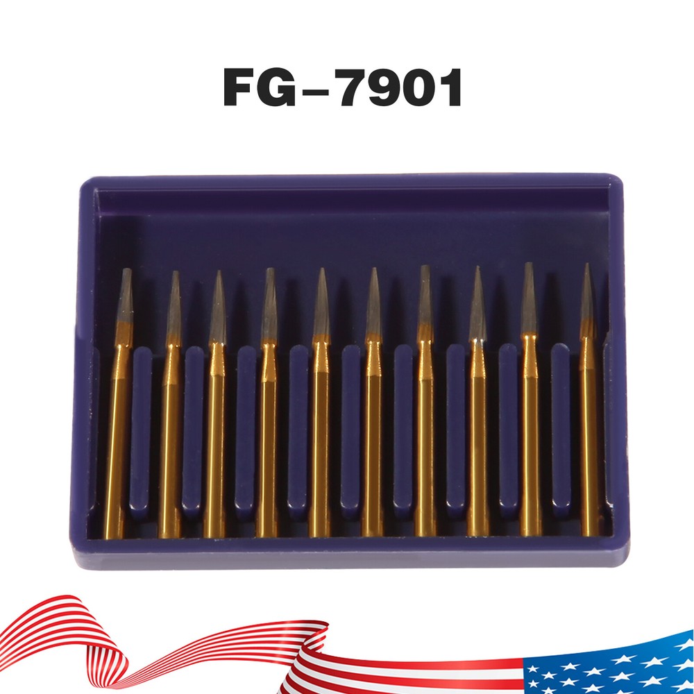 Dental Tungsten Carbide Gold Burs Trimming & Finishing & Polishing Flame 7901