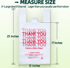 Extra Large (13″ X 8″ X 23″) X-Large Size Up, 100 Count Plastic Bags with Handle