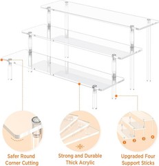3 Tier Acrylic Display Risers Large Perfume Organizer Stand, Clear Cupcake Stand