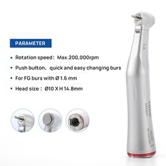 COXO Dental Optic Fiber LED 1:5 Contra Angle Inner Channel Handpiece LED Head