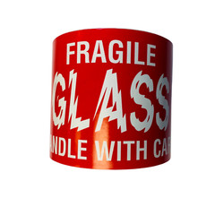 3×5 Fragile (Broken) Glass Handle Care Adhesive Labels 1 Roll of 300 Labels
