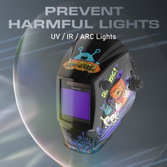 Large View True Color Solar Power Auto Darken Welding Helmet/Hood 4 Arc Sensors