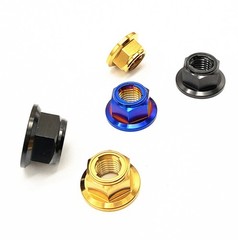 6pcs Titanium Nuts M6 M8 M10 M12 Flange Hex Ti Alloy Nut With Metal Lock Grade 5
