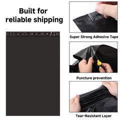 Any size Black Poly Mailers Shipping Envelopes Self Sealing Plastic Mailing Bag