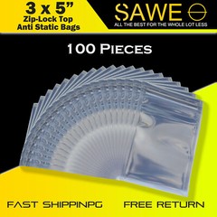 100 x Anti Static Shielding ESD Bags 3″ x 5″ Zip Lock Reclosable 3 x 5
