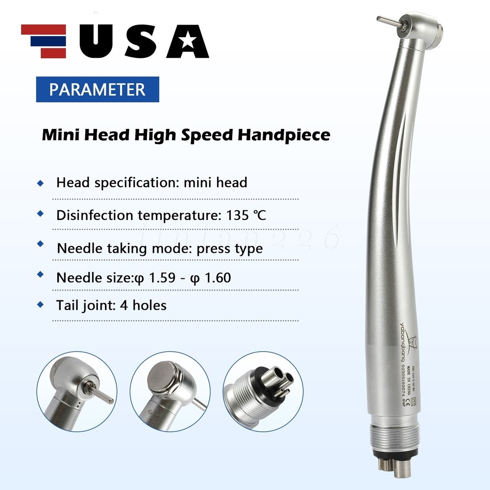 Dental High Speed Handpiece Small Mini Head Turbine 4 Hole Fit NSK