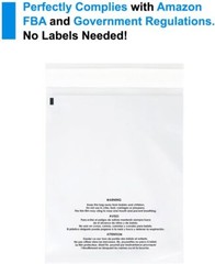 200 10×13 Suffocation Warning Clear Poly Self Seal Bags 1.5 mil Mailers