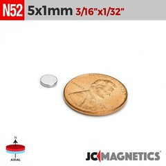 5mm x 1mm N52 Strong Rare Earth Neodymium Small Magnet Discs 5x1mm