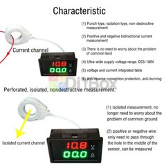 DC0-300V 50/100/200/400A Digital Current Voltage Meter Hall Ammeter Voltmeter