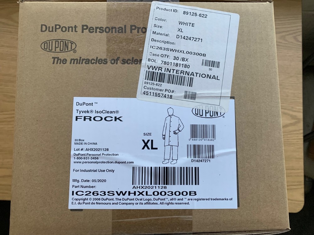 NEW CASE/30 XL DuPont Tyvek Suit IsoClean IC263SWHXL00300B FROCKS FREE SHIPPING!