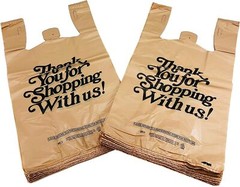 Heavy Duty Beige T Shirt Bags 21 x 6.5 x 11.5 0.71 Mil Grocery Bags