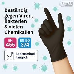 Bingold Disposable Gloves Nitrile 35BLACK, Black S Cardboard Cleaning Gloves