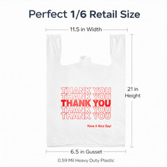 5000 0.59 Mil Heavy Duty Thank You Bags 1/6 Large 21×6.5×11.5 Retail