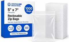 Clear Sealable Zipper Bags – 5×7 – 2 Mil – 1000 Ct