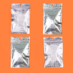 100 Silver Holographic Design Flat Zipper Seal Lock Food Bags with Clear Window