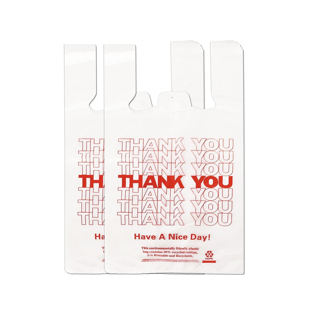 100 Pack White T Shirt Grocery Bags 11x6x21 Reusable Disposable Bags