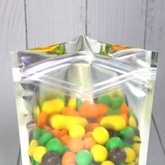 100/500/1000 Single-Sided Window Silver Mylar Foil Stand Strong Zip Seal Bags