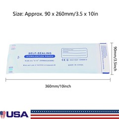200 3.5″ x 10″ Self-ing Sterilization Pouches for Autoclave SA