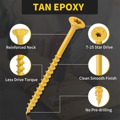 3 Inch Deck Wood Screws #10 x 3 Epoxy Coated Rust Resistant 105 PCS