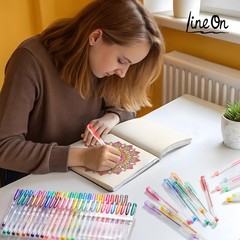 Lineon 100 Pack Gel 1 Count (Pack of 100), 50 Colors Pens with 50 Refills