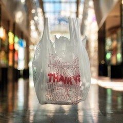 Thank You T-Shirt Carry-Out Bags Disposable Plastic Bags with Handles 1/6 Barrel