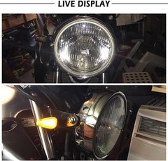 4PCS Motorcycle Turn Signals, Smoked Black Shell 14LED Front and Rear Blinkers w