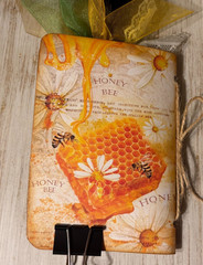 Junk Journal Handmade Booklet Book Vintage “Honey Bees” Pockets, Ephemera