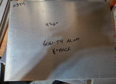 1 Piece of 9″ x 12″ 6061-T4 Aluminum Sheet Metal .125″(1/8″)Thick/8 Gauge PLATE