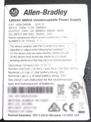 Open Pre-owned Allen Bradley 1609-D600N /A 600VA Uninterruptible Power Supply