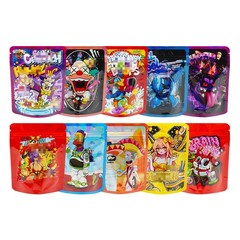 3.5g Mixed Resealable Zip Seal Mylar Bags Smell Proof Food Candy Bags 100pcs