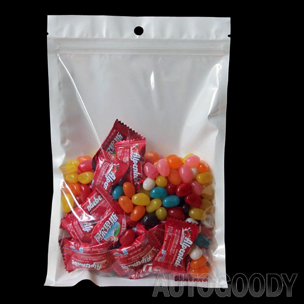 100 Zip Zipper Lock Bags Clear Plastic White Back 7.75″ x 11.75″ Seal Reclosable