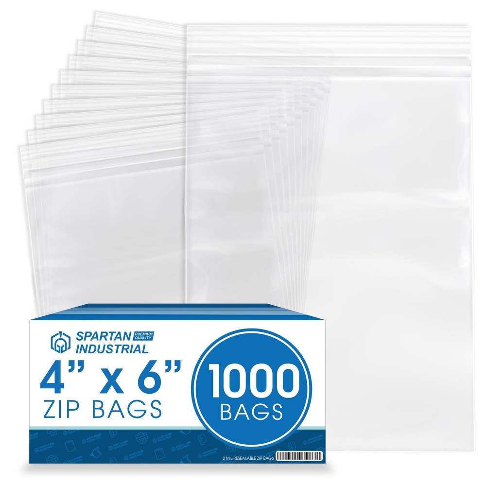 Spartan Industrial – 4” X 6” 1000 Count 2 Mil Clear Reclosable Zip Plastic
