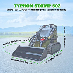 FreeShip TYPHON STOMP 502 1958lbs Mini Skid Steer Loader 22.1HP Honda Gas Engine