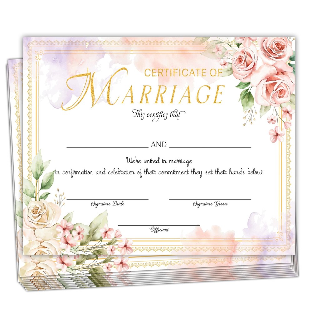 Floral Marriage Certificates, Wedding Certificate for Wedding Ceremony Propos