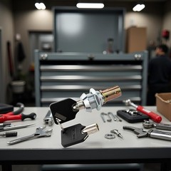 1 Set Toolbox Lock with Keys, Tubular Lock and Key Set, Tool Box Replacement, Ca