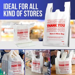 Bags 1/6 Large 21 x 6.5 x 11.5 “Thank You” T-Shirt Plastic Grocery Shopping 0.59