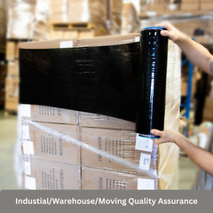 18″ x 1500′ 60 Gauge 4 Rolls Pallet Wrap Stretch Film Hand Shrink Wrap Black NEW