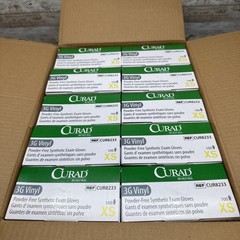 Curad 3G Vinyl Exam Gloves Synthetic *1 Case 10 Boxes 100 Gloves* Size: XSmall