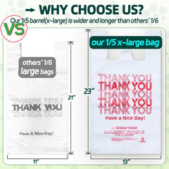 Extra Large (13″ X 8″ X 23″) X-Large Size Up, 100 Count Plastic Bags with Handle