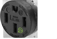 Hubbell 3 pole 4 Wire Grounding Straight Blade Receptacle(HBL9450A) 50A 125/250V