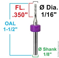 1/16″ 1.60mm PCB CNC Router Bits Chipbreaker Fish Tail 1/8 Shank 10 Pc Kyocera